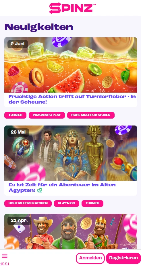 spinz mobile offers page